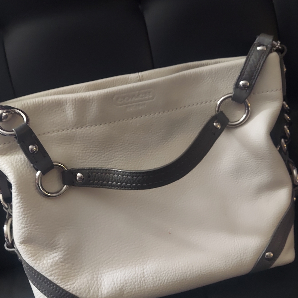 Coach Two-Tone Leather Shoulder Bag